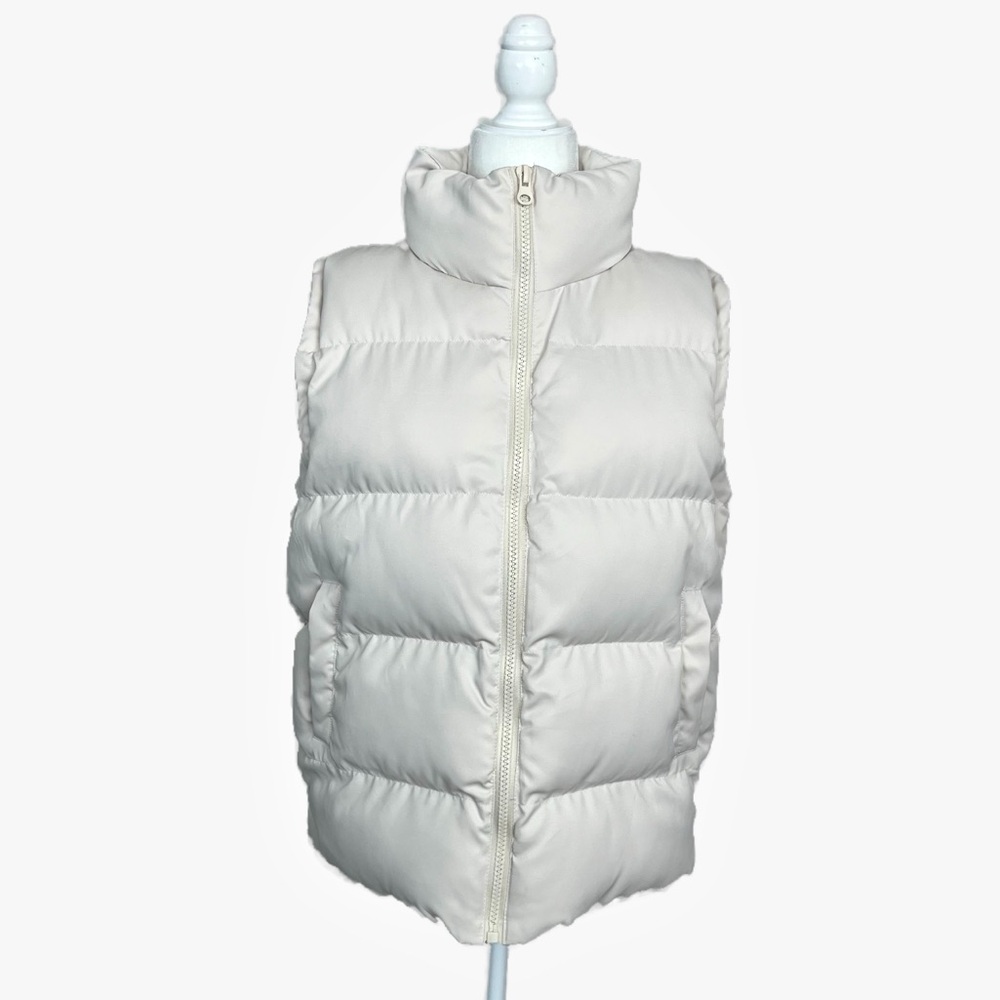 PUFFER VEST ZIP UP IN CREAM SIZE SMALL